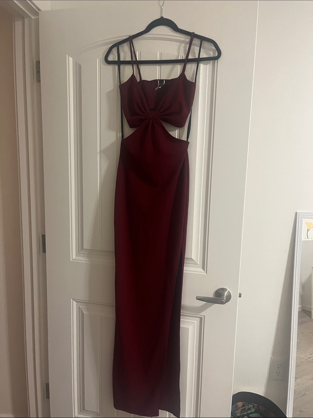 Windsor Burgundy Cutout Twist Front Maxi Dress